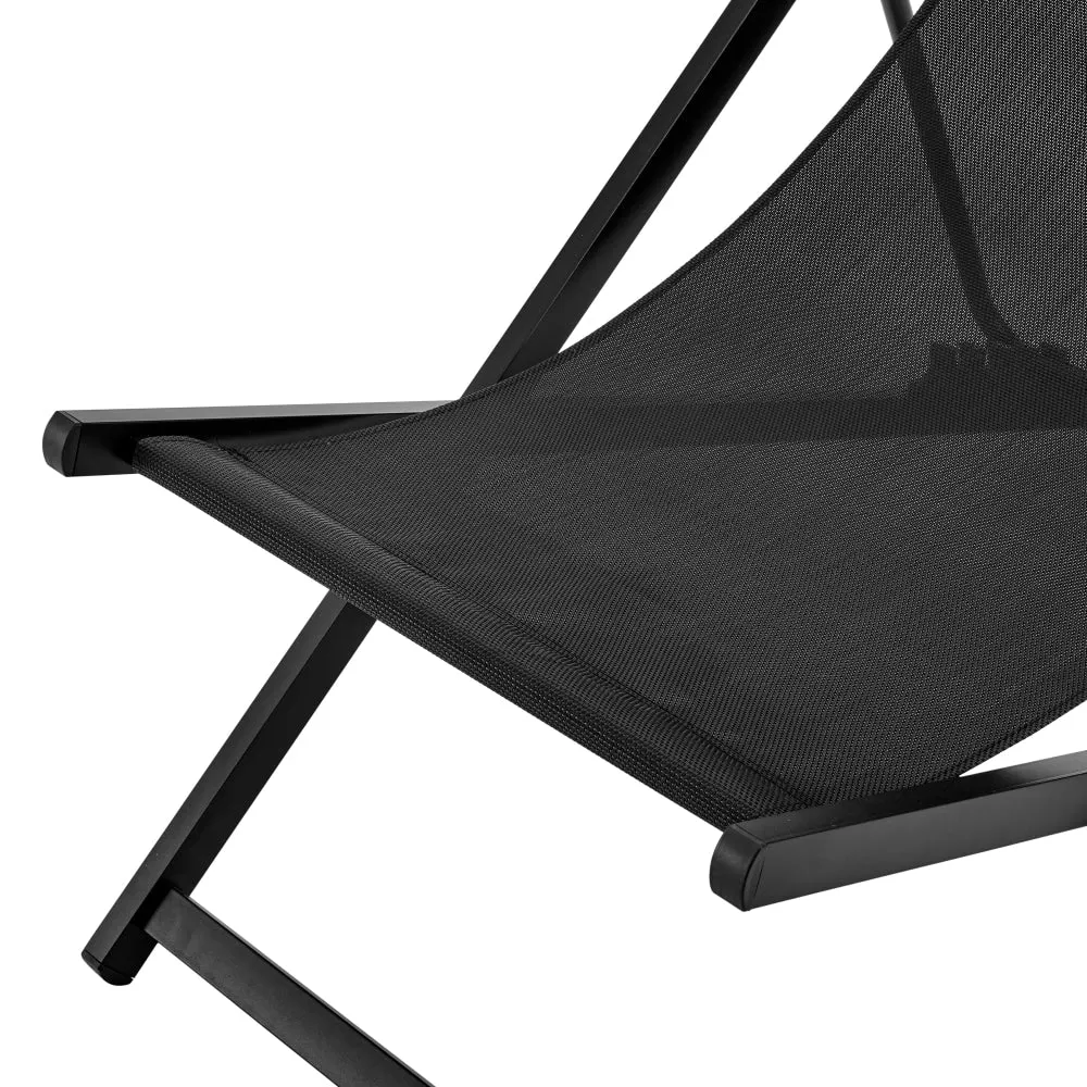 Duka Outdoor Relaxing Lounge Accent Folding Steel Patio Beach Chair Black