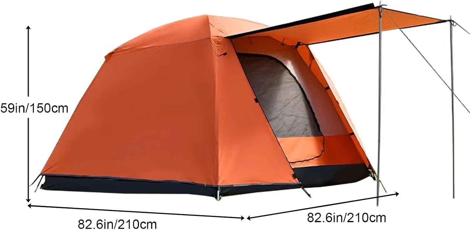 Durable Outdoor Camping Tent, Dome Tent, Double Layer 3-4 Person Family Tent, Easy Setup, Weatherproof, Portable for Camping
