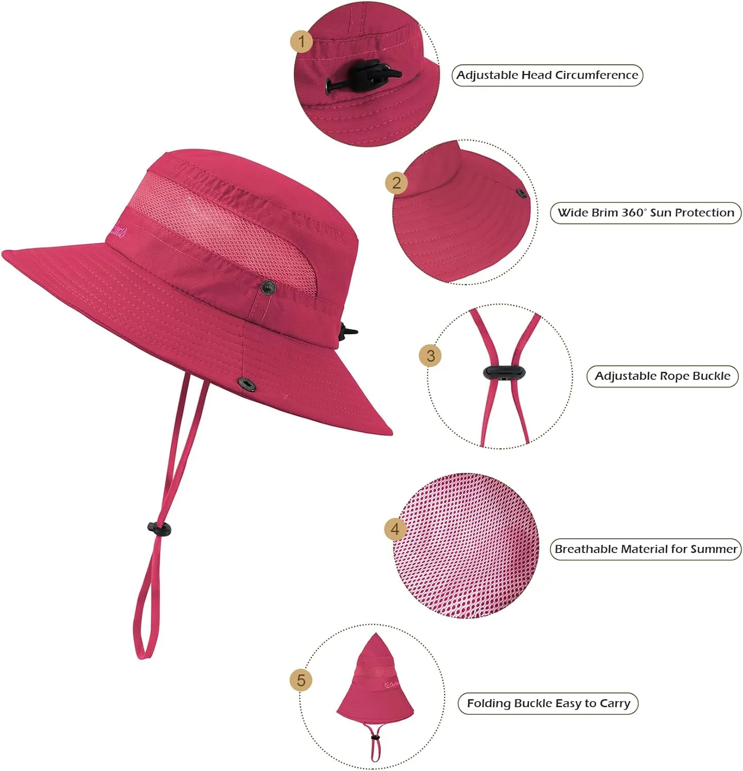 Durio Kids Sun Hats - UPF 50  Wide Brim Sun Protection for Boys & Girls