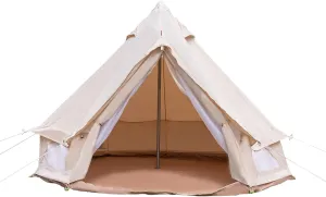 DYNAMI Outdoor Bell Tent 3m/9.8ft for 4 Season Family Camping,Waterproof UV Resistant Breathable Polyester Cotton Tent,Luxury Glamping Tent for Camping Outdoor Hunting Party