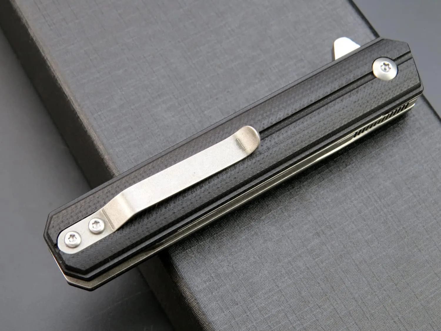 Eafengrow EF65 Flipper Folding Lock Knife Ball Bearing D2 Blade and G10 Steel Handle Pocket Assisted Multitool with Clip Everday Carry (EF65-T-black)