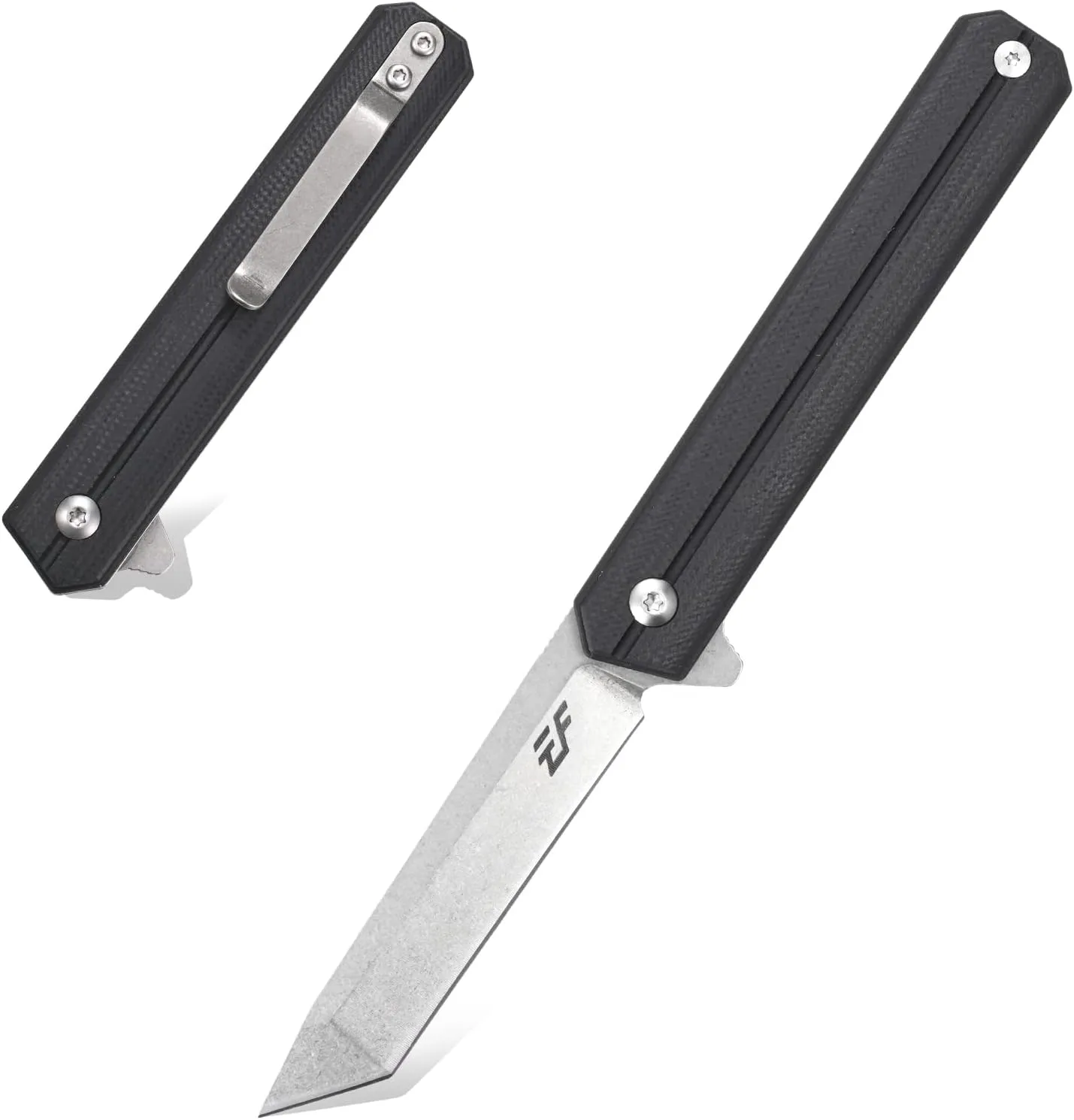 Eafengrow EF65 Flipper Folding Lock Knife Ball Bearing D2 Blade and G10 Steel Handle Pocket Assisted Multitool with Clip Everday Carry (EF65-T-black)
