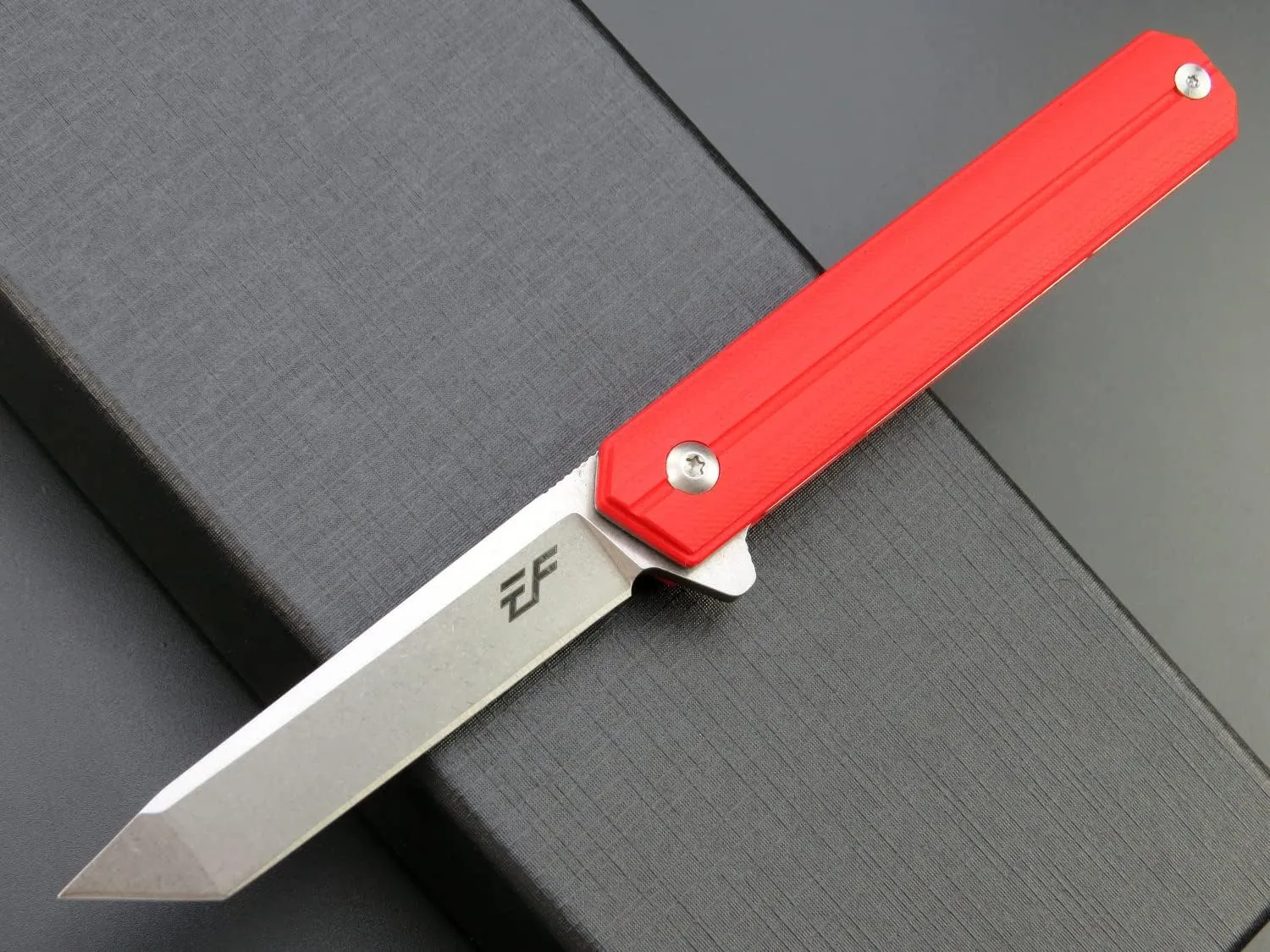 Eafengrow EF65 Flipper Folding Lock Knife Ball Bearing D2 Blade and G10 Steel Handle Pocket Assisted Multitool with Clip Everday Carry (EF65-T-red)