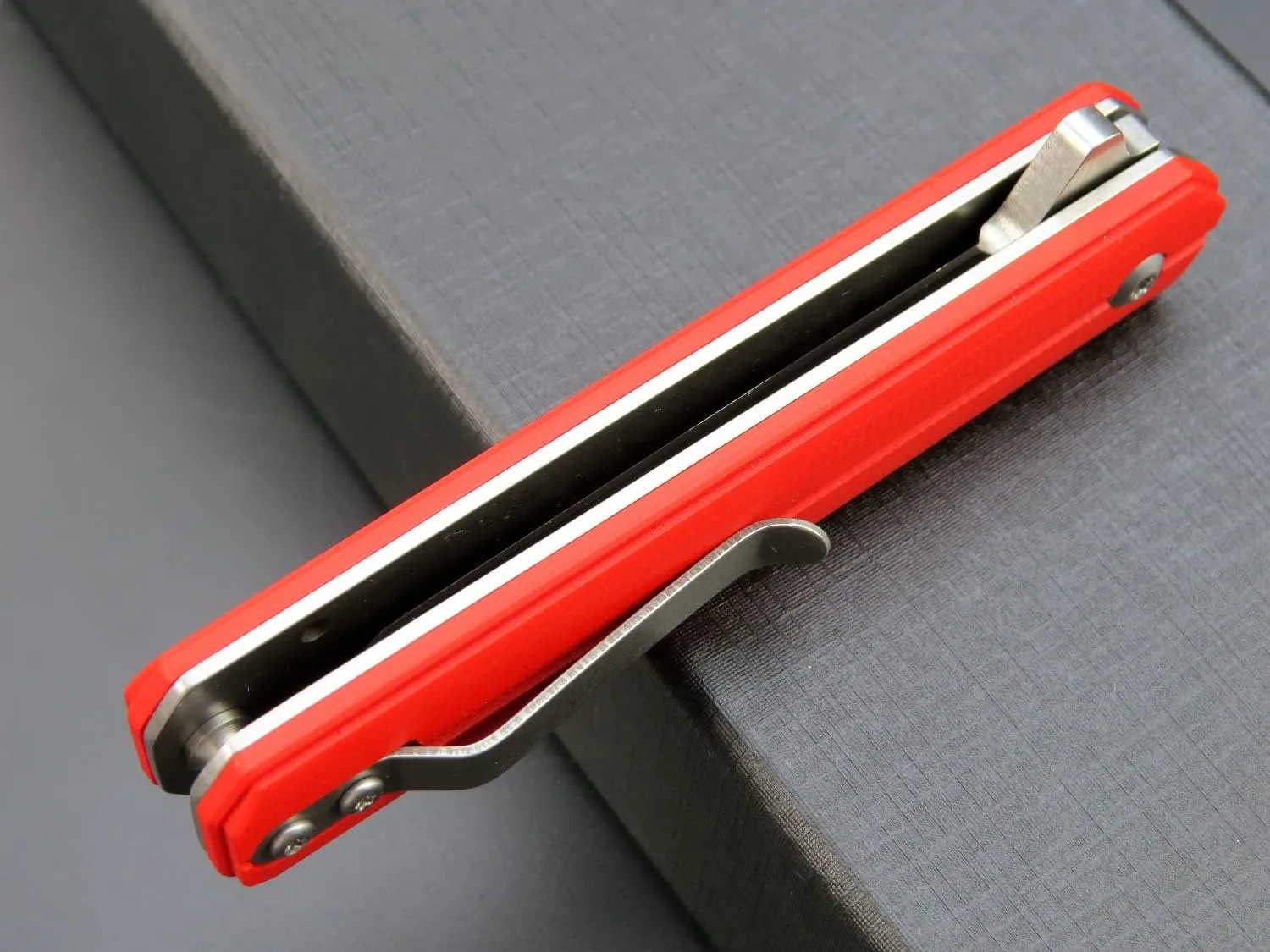 Eafengrow EF65 Flipper Folding Lock Knife Ball Bearing D2 Blade and G10 Steel Handle Pocket Assisted Multitool with Clip Everday Carry (EF65-T-red)