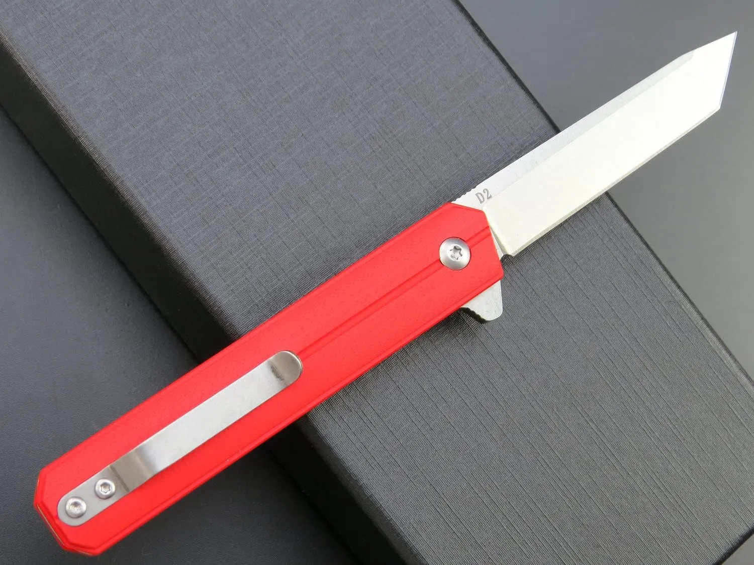 Eafengrow EF65 Flipper Folding Lock Knife Ball Bearing D2 Blade and G10 Steel Handle Pocket Assisted Multitool with Clip Everday Carry (EF65-T-red)