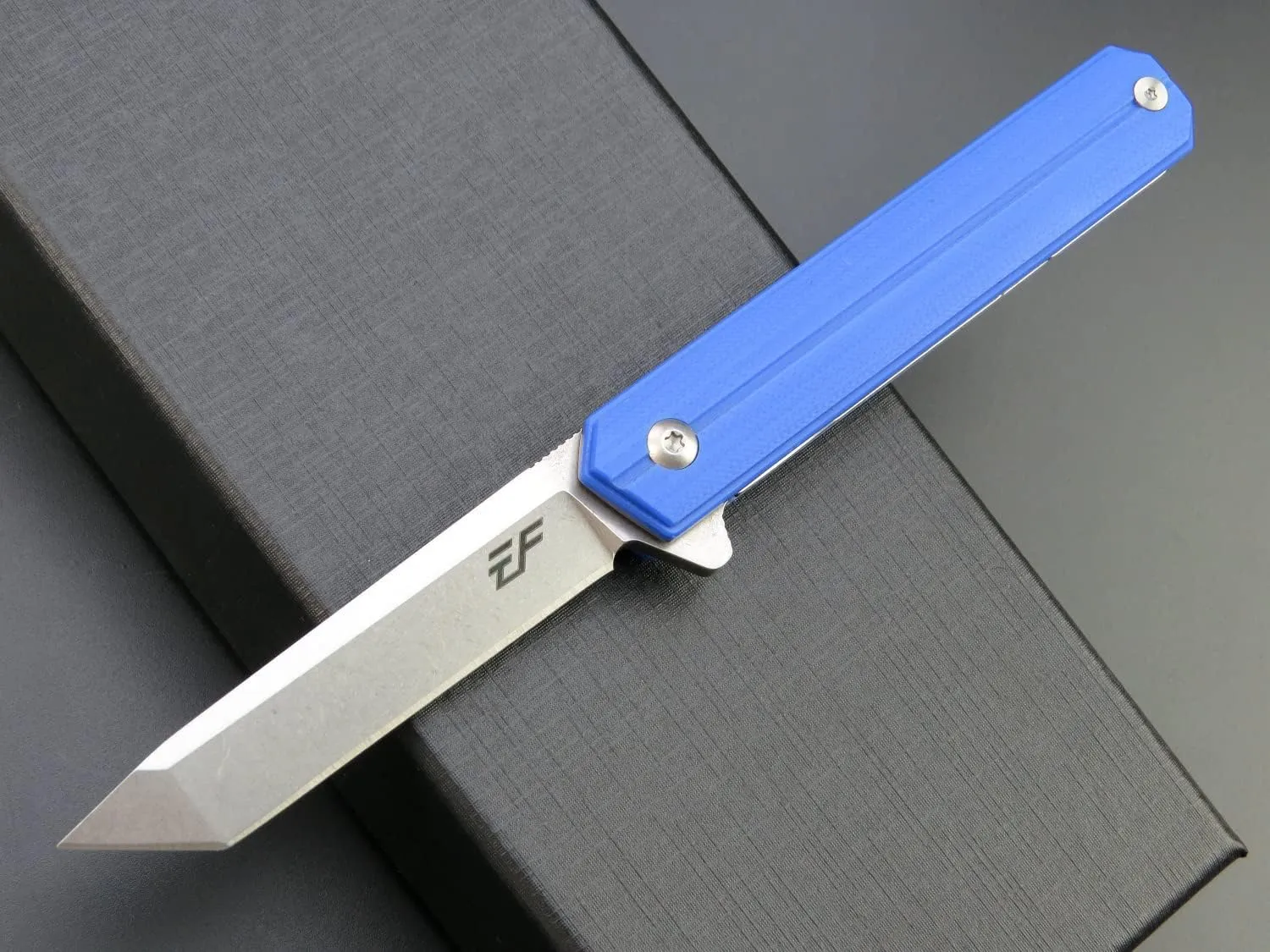 Eafengrow EF65 Flipper Folding Lock Knife Ball Bearing D2 Blade and G10 Steel Handle Pocket Assisted Multitool with Clip Everday Carry (EF65-T-royal blue)