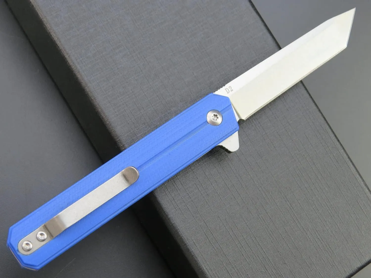 Eafengrow EF65 Flipper Folding Lock Knife Ball Bearing D2 Blade and G10 Steel Handle Pocket Assisted Multitool with Clip Everday Carry (EF65-T-royal blue)