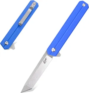 Eafengrow EF65 Flipper Folding Lock Knife Ball Bearing D2 Blade and G10 Steel Handle Pocket Assisted Multitool with Clip Everday Carry (EF65-T-royal blue)