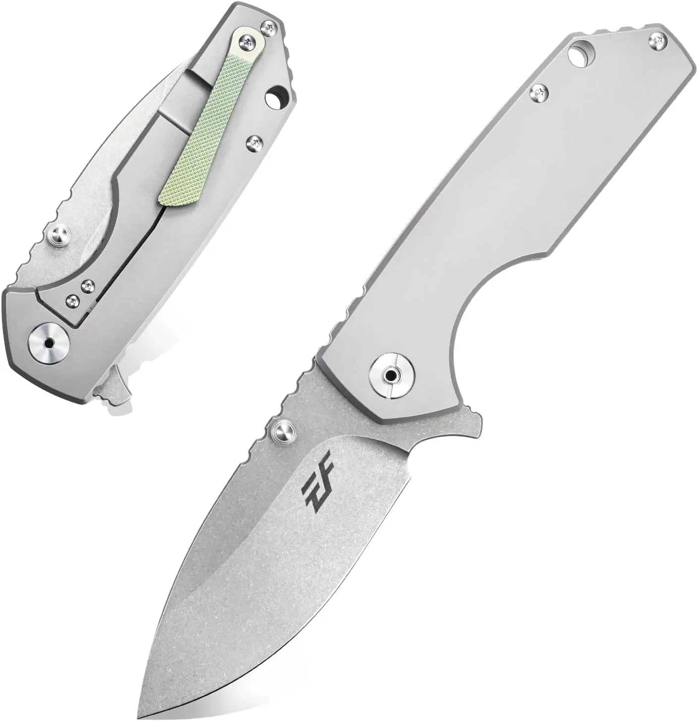 Eafengrow EF906 Folding Pocket Knife 14c28n Steel Blade and Titanium Alloy Handle Multitool with Clip for Outdoor Camping Everday Carry (Frame Lock)