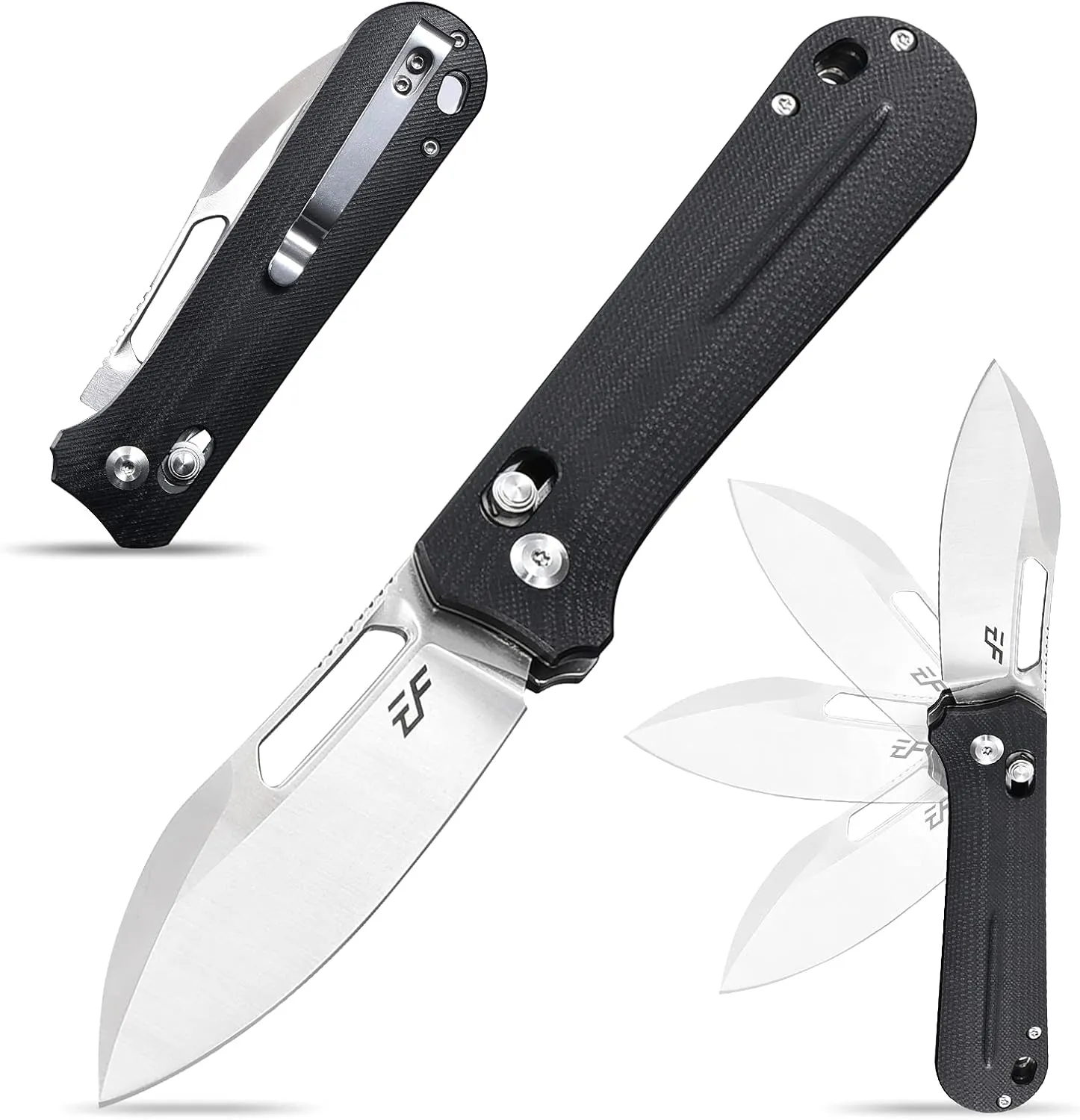Eafengrow EF963 Folding Knife D2 Blade G10 Handle with Pocket Clip Axis Lock EDC Multitool Knives for Working Camping Outdoor (Black)