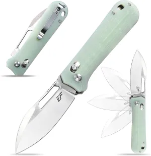 Eafengrow EF963 Folding Knife D2 Blade G10 Handle with Pocket Clip Axis Lock EDC Multitool Knives for Working Camping Outdoor (Jade)