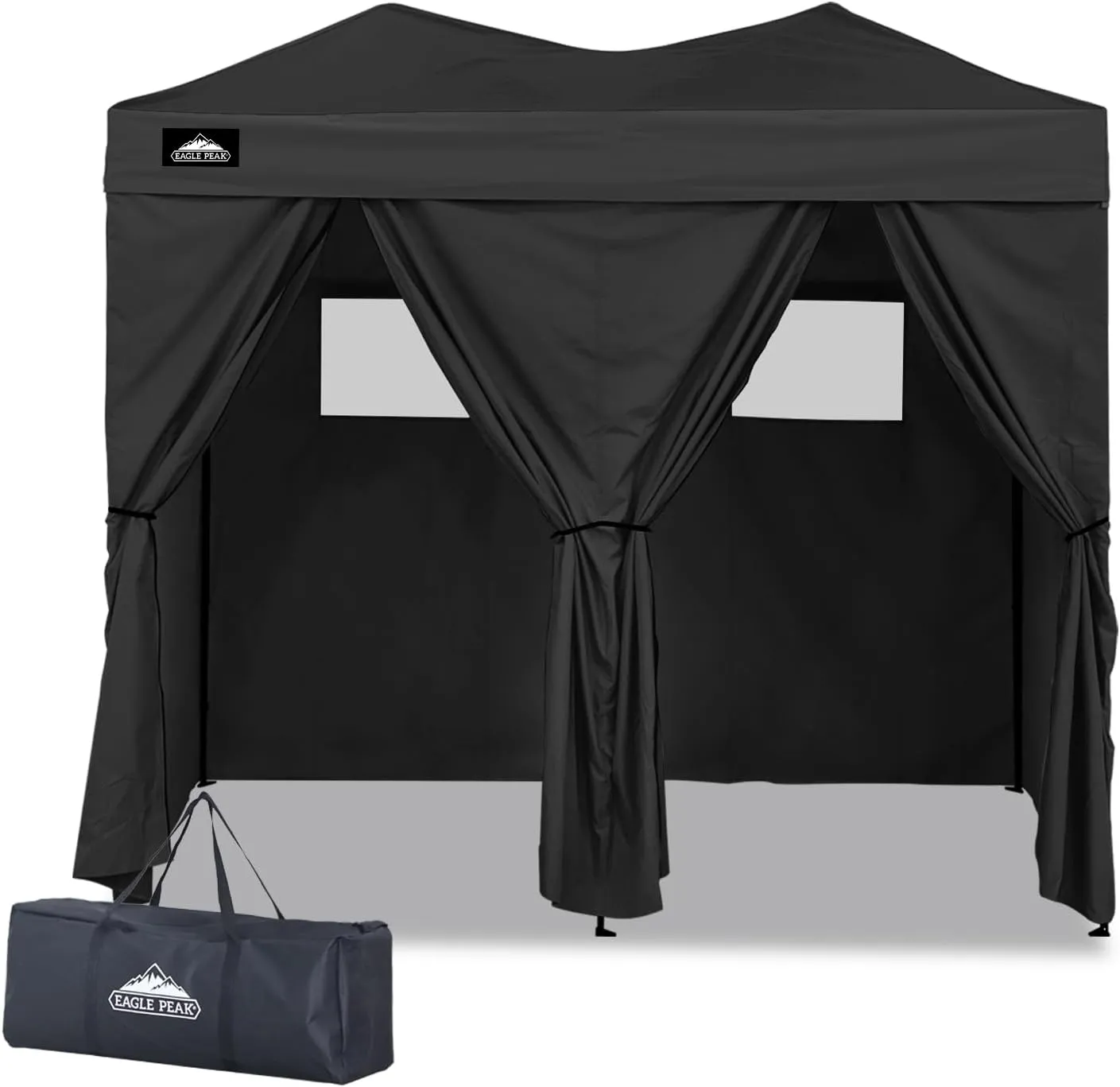 EAGLE PEAK Outdoor Changing Room 8x4, 2 Room Pop Up Portable Changing Room, Sun Shelter, Pop Up Changing Tent for Beach or Pool, Portable Dressing Room for Photoshoots (Black)