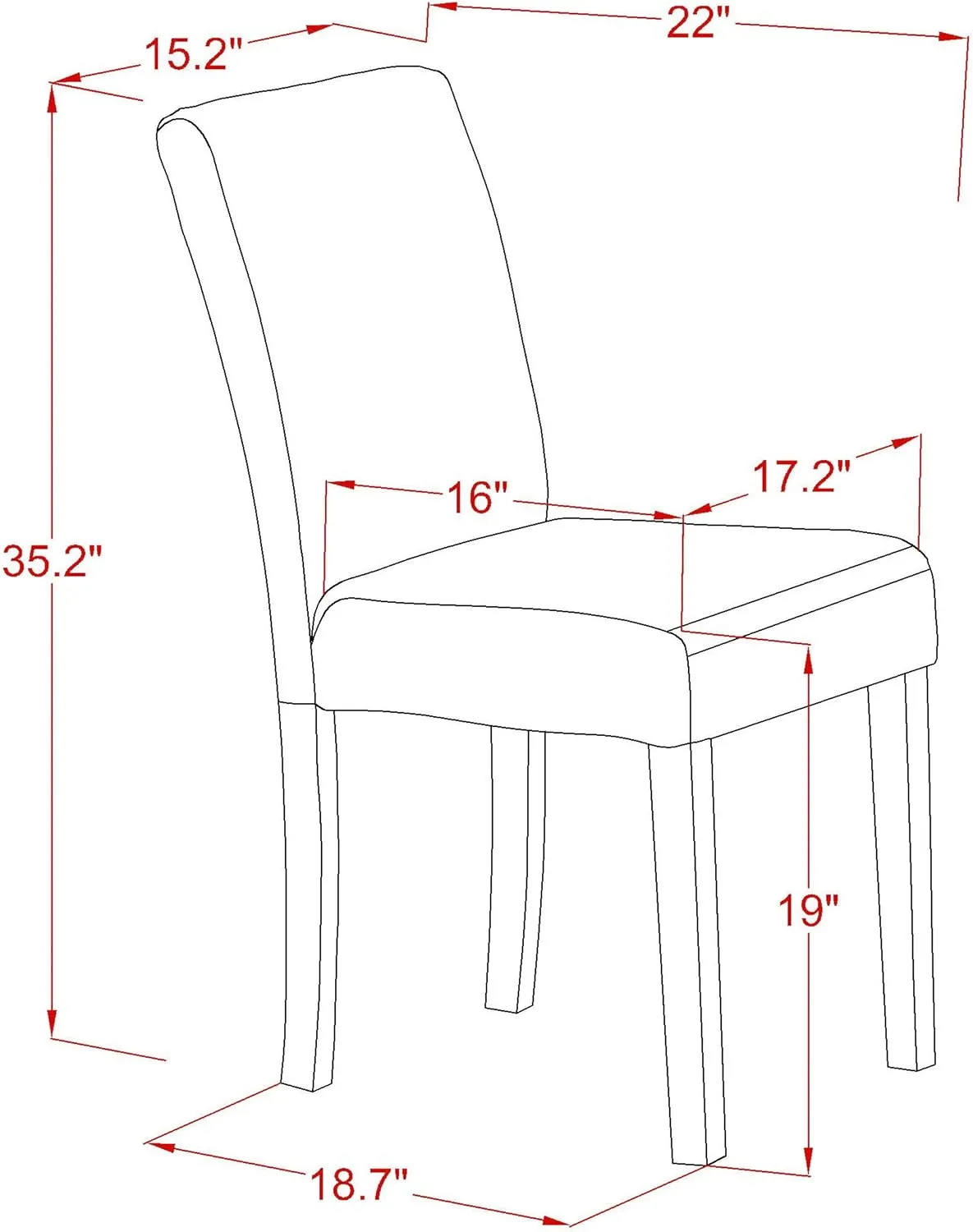 East West Furniture ABP4T04 Abbott Parson Dining Chairs - Light Tan Linen Fabric Padded Dinette Chairs, Set of 2, Oak