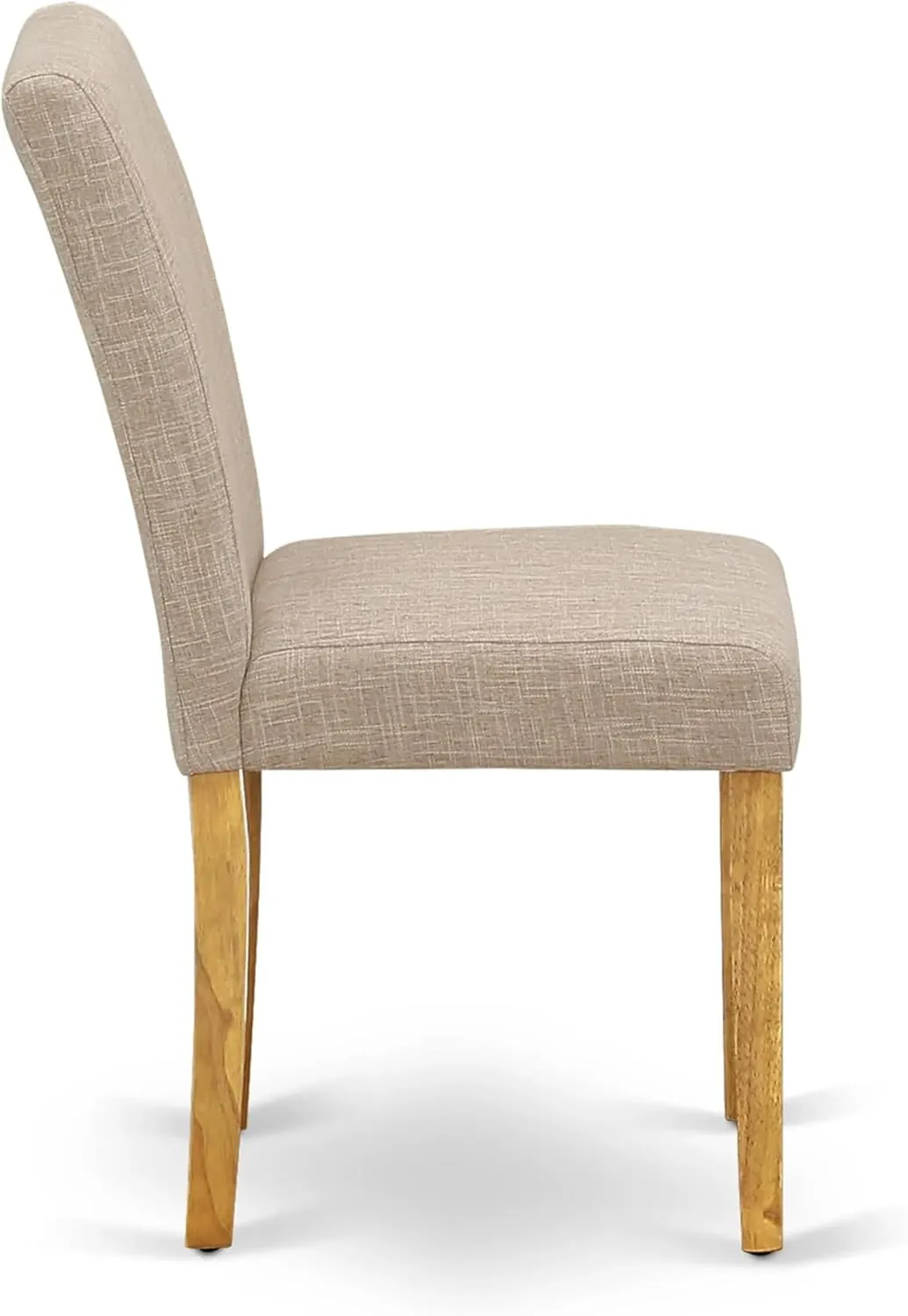 East West Furniture ABP4T04 Abbott Parson Dining Chairs - Light Tan Linen Fabric Padded Dinette Chairs, Set of 2, Oak