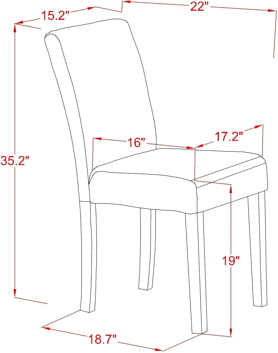 East West Furniture ABP4T04 Abbott Parson Dining Chairs - Light Tan Linen Fabric Padded Dinette Chairs, Set of 2, Oak