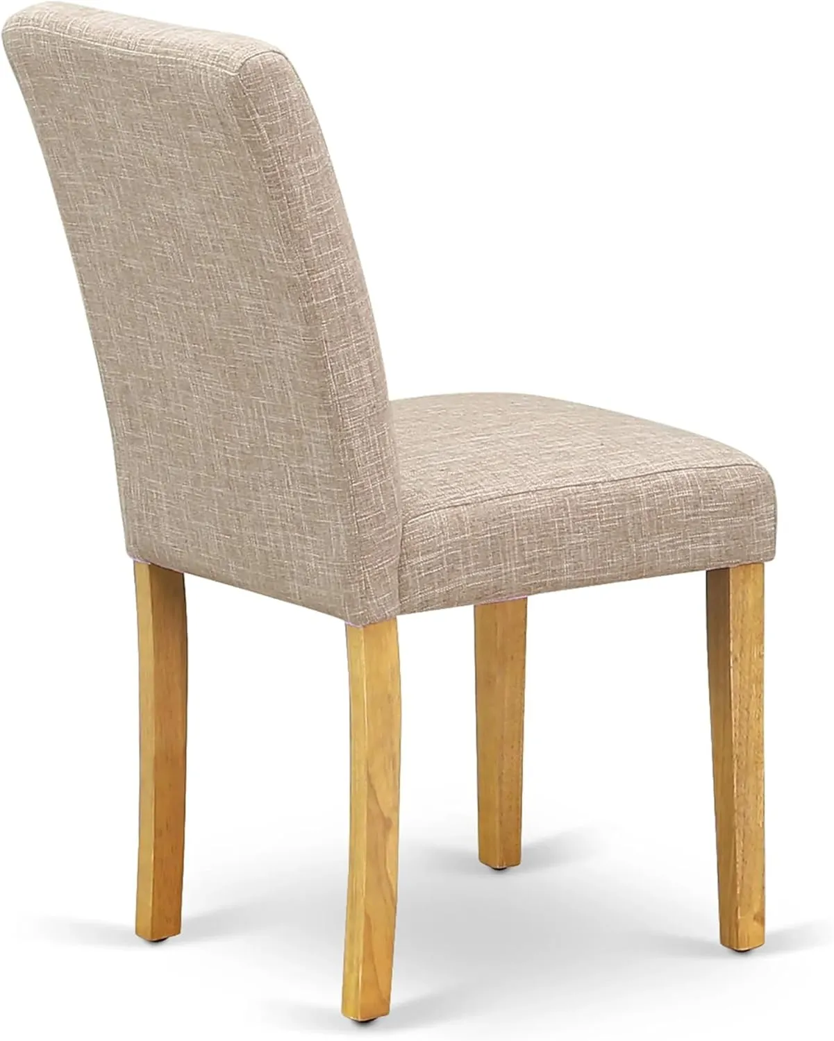 East West Furniture ABP4T04 Abbott Parson Dining Chairs - Light Tan Linen Fabric Padded Dinette Chairs, Set of 2, Oak