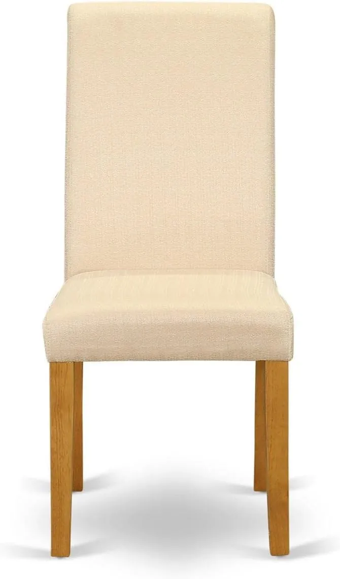 East West Furniture BAP4T02 Barry Parson Kitchen Chairs - Light Beige Linen Fabric Padded Dining Chairs, Set of 2, Oak