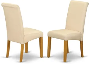 East West Furniture BAP4T02 Barry Parson Kitchen Chairs - Light Beige Linen Fabric Padded Dining Chairs, Set of 2, Oak