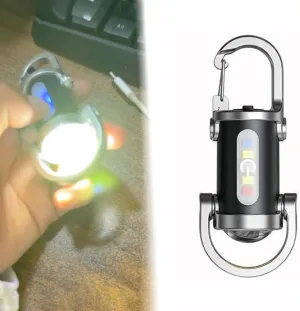 EDC Gear Keychain Multitool Flashlight Portable LED Light 3-in-1 Torch with Power Bank USB Rechargeable Keyring for Outdoors Camping Gadgets Pocket Sized Accessory
