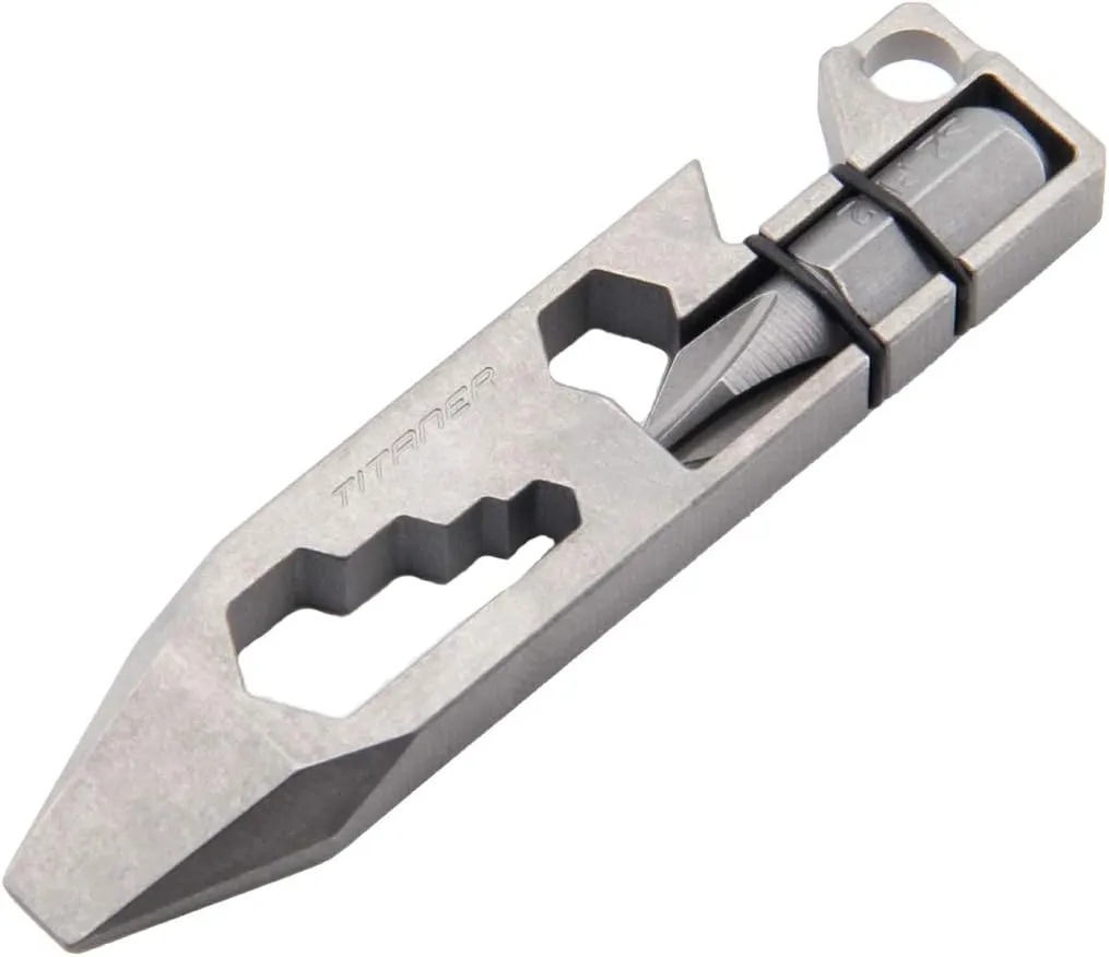 EDC Gear Titanium Pry Bar Multitool Keychain Pocket Screwdriver Mini Bar(Gray)