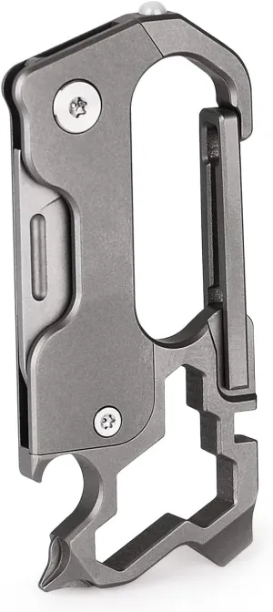 EDC Pocket Knife, Multifunctional Titanium Keychain Carabiner with VG10 Folding Knife Twist Screwdriver Multitool Clip Bottle Opener Glass Breaker Perfect for Home Office Camping