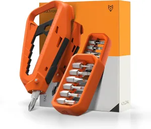 EDC Screwdriver Bit Set Multitool | All-In-One Magnetic Screwdriver with Two 1/4" Hex Tool Bits, Wrenches 5-14mm, Bottle Opener, Box Cutter & 12-Piece Tool Bit Set Containing Hex, Phillips & Torx Bits