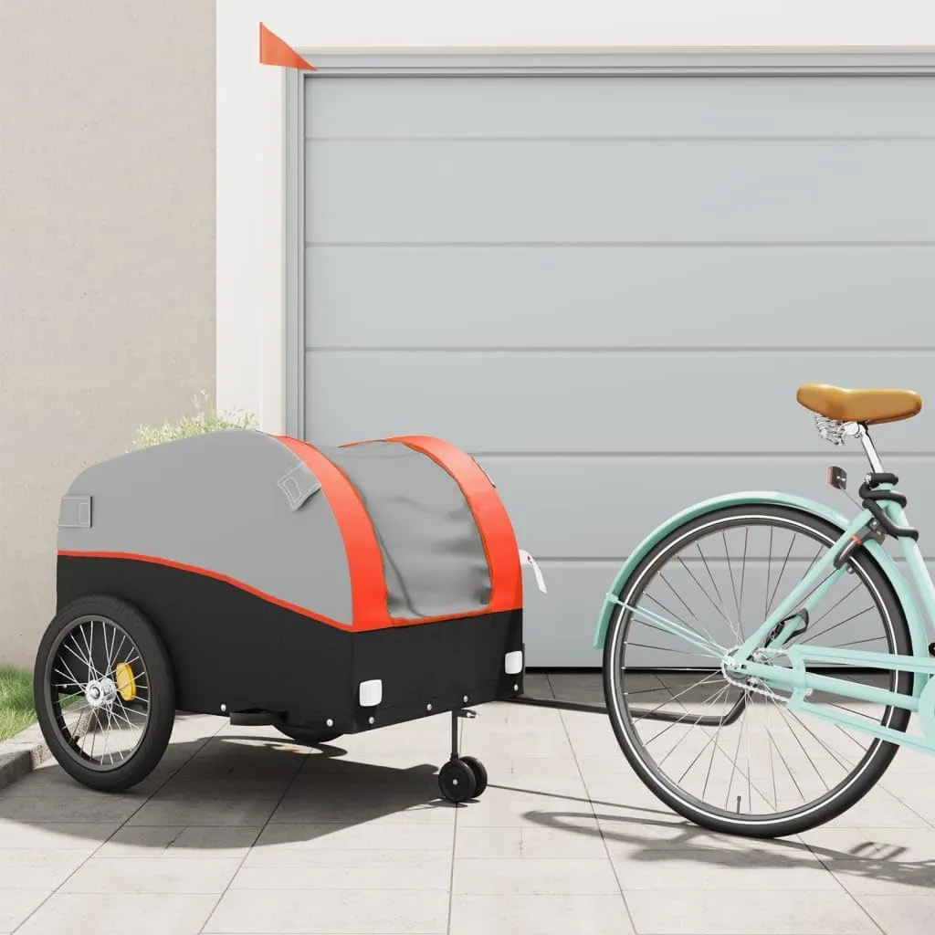 Effortless Transport with Heavy-Duty Bike Trailer, Hauls Groceries, Gear, and More, High Visibility Safety Flag Included, Black and Orange