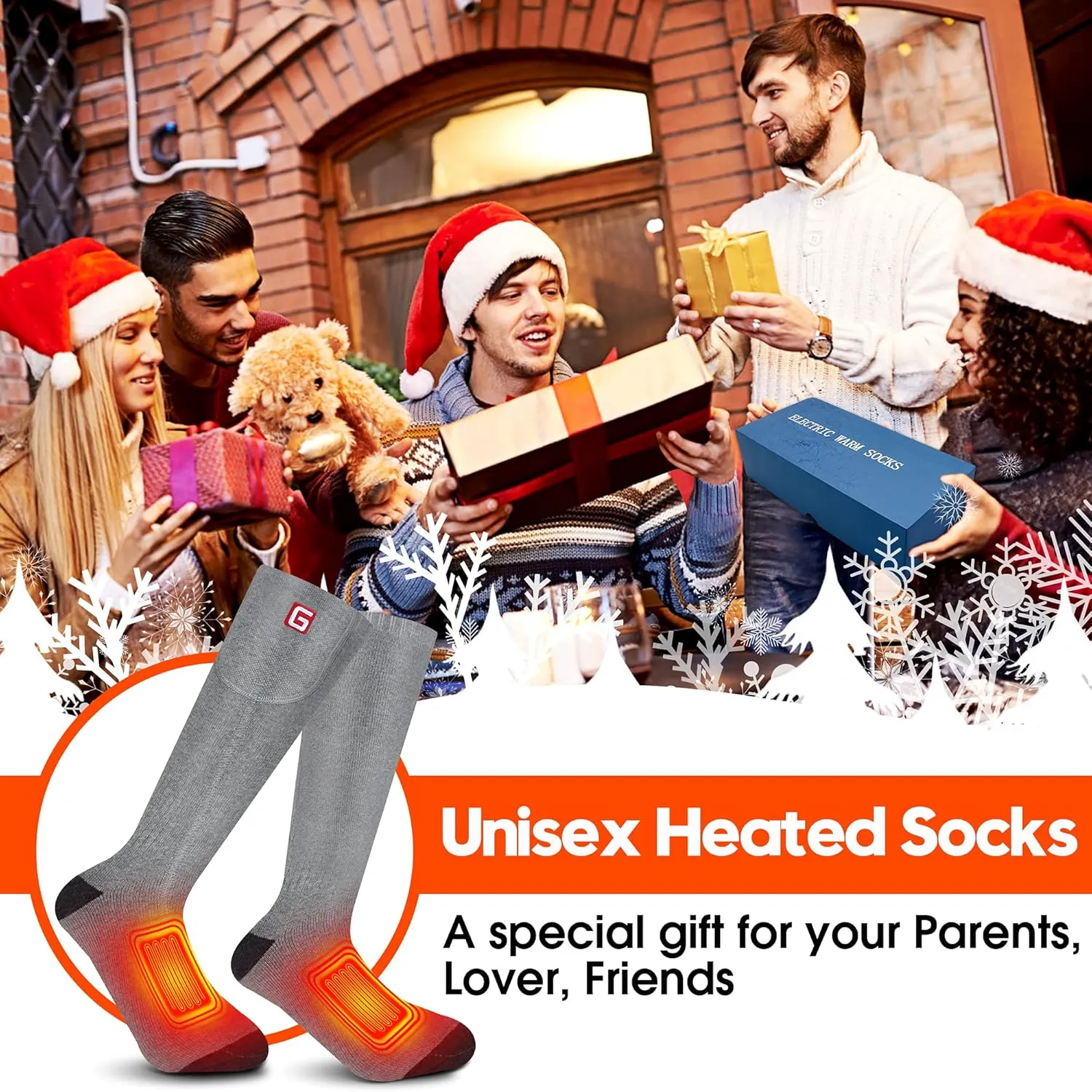 Electric Heated Socks Rechargebale Battery Powered Heating Socks for Men Women,Winter Thermal Insulated Thick Sox Kit for Chronically Cold Feet,Novelty Sports Hunting Hiking Skiing Foot Warmer Socks