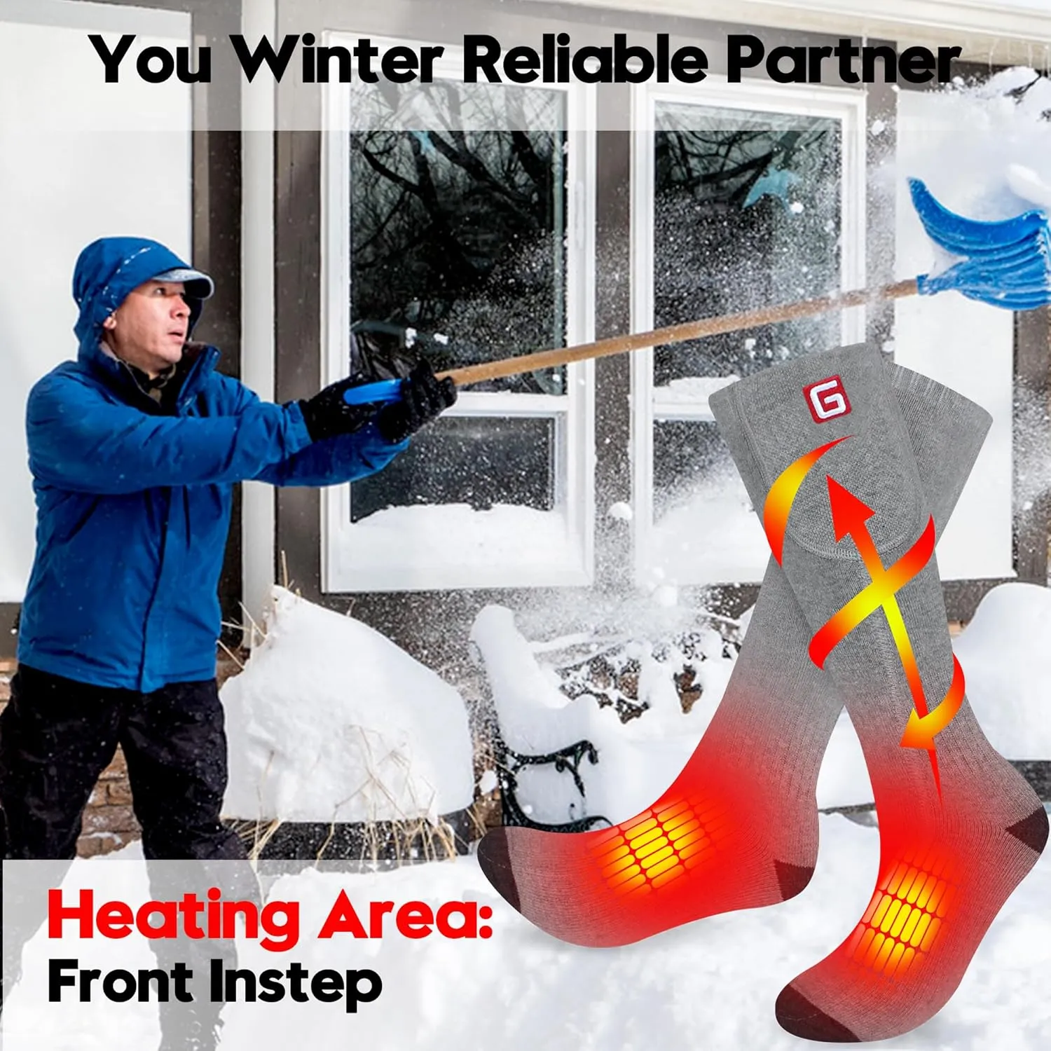 Electric Heated Socks Rechargebale Battery Powered Heating Socks for Men Women,Winter Thermal Insulated Thick Sox Kit for Chronically Cold Feet,Novelty Sports Hunting Hiking Skiing Foot Warmer Socks