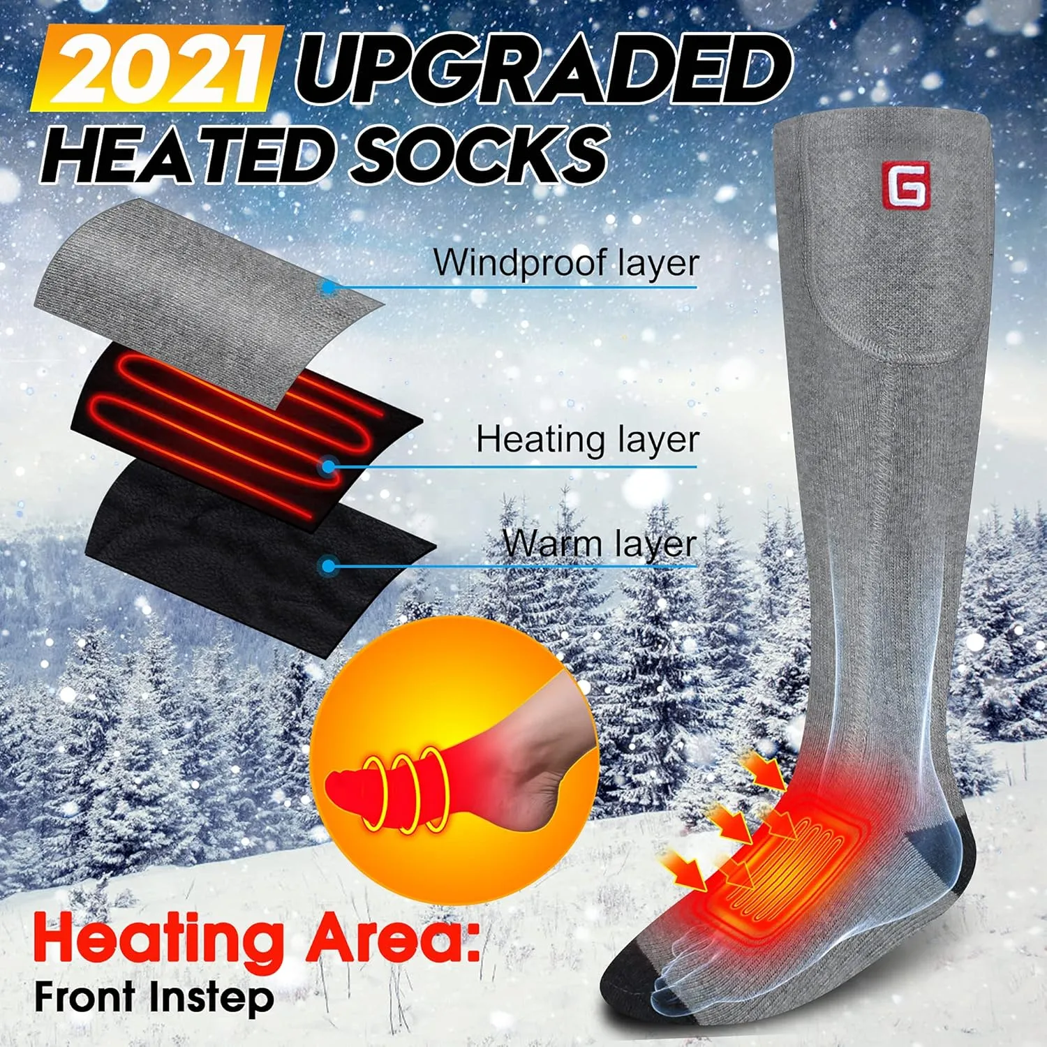 Electric Heated Socks Rechargebale Battery Powered Heating Socks for Men Women,Winter Thermal Insulated Thick Sox Kit for Chronically Cold Feet,Novelty Sports Hunting Hiking Skiing Foot Warmer Socks