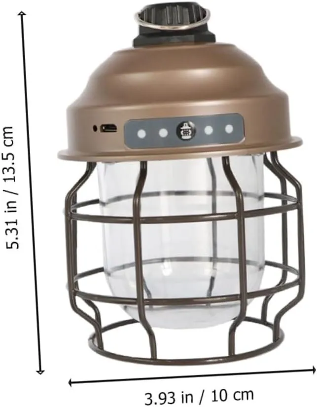 Elegant Brown Tent Hanging Lamp Rechargeable Lantern for Camping Hiking Emergency Lighting