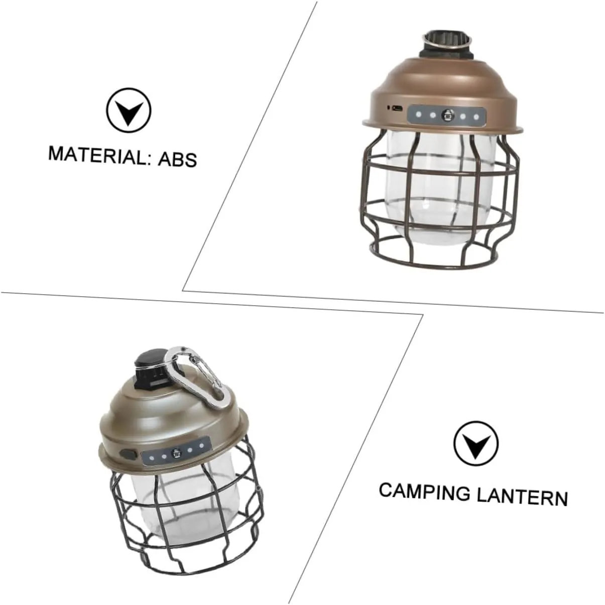 Elegant Brown Tent Hanging Lamp Rechargeable Lantern for Camping Hiking Emergency Lighting