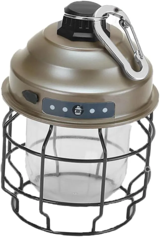 Elegant Brown Tent Hanging Lamp Rechargeable Lantern for Camping Hiking Emergency Lighting