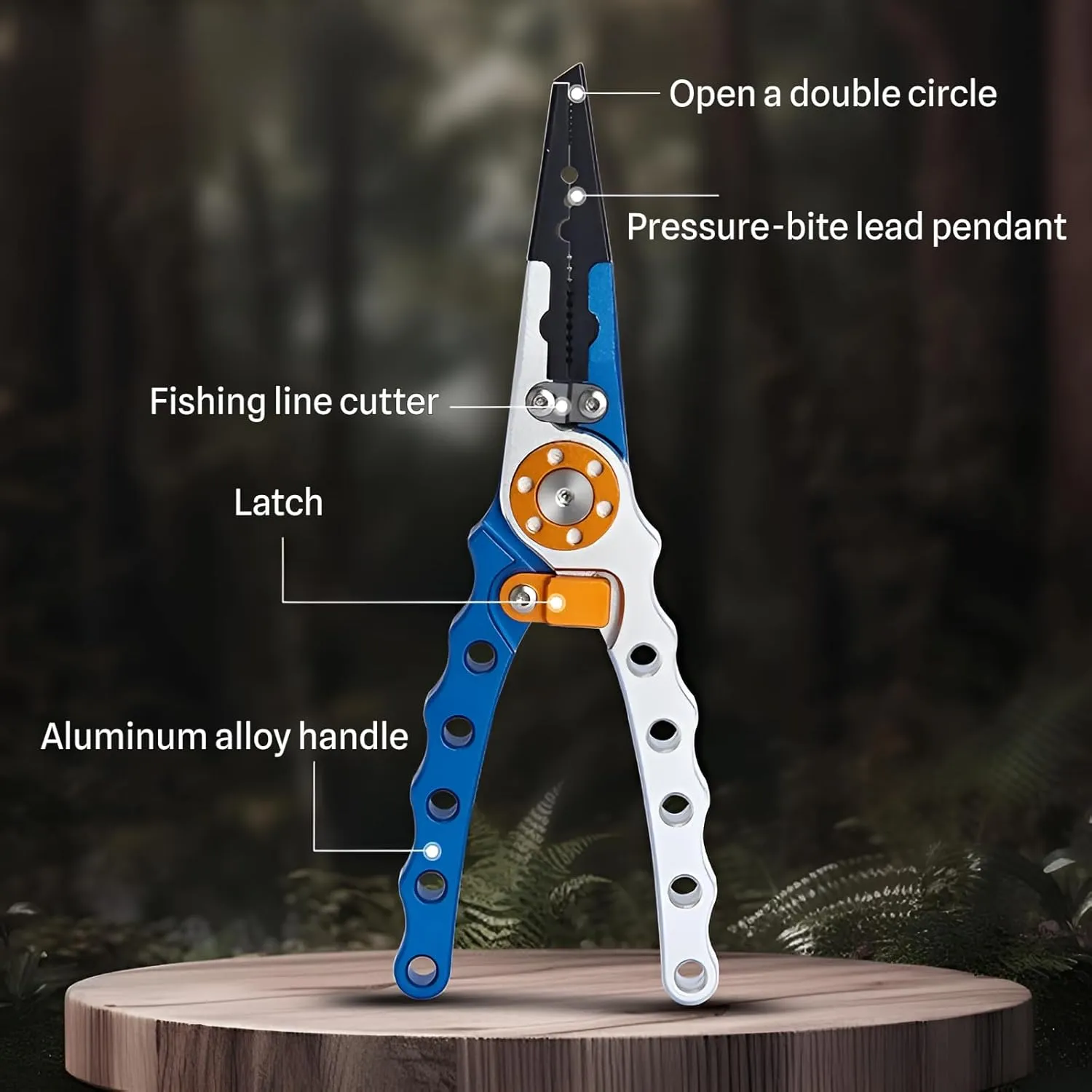 [Ellniges]【Professional Fishing Pliers】Aluminum oy Multitool with【Locking Clip & Deep Throat Design】- Anti-Slip Grooves, Wire Cutter, Hook Remover for Saltwater Fishing Trips (Compact Fishing Acces