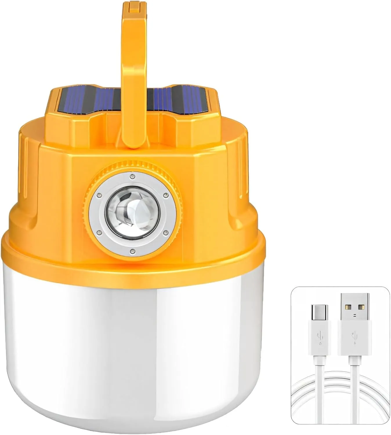Emergency Led Camping Light, Rechargeable Solar Lantern, Multi-Mode Tent Lamp, Dual-Power USB-C & Solar Charging, Ideal for Travel & Power Failures