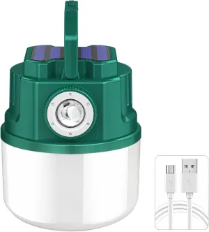 Emergency Solar Light Bulb, Rechargeable Camping Lantern with Type-C Charging, Ideal for Outdoor & Emergency Use