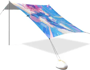 Energetic Astronaut Lavender Beach Canopy UPF50  Protection Easy Setup Large Portable Sun Shelter with Carrying Bag for Family Trips, Picnics & Camping