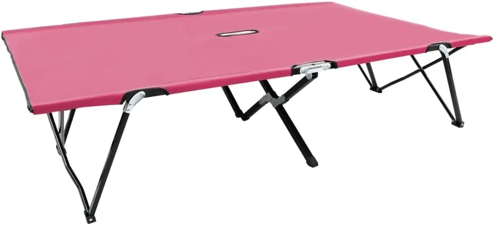 Enjoy The Outdoors with Two Person Folding Sun Lounger, Lightweight Steel Frame, Water-Resistant Fabric, Pink