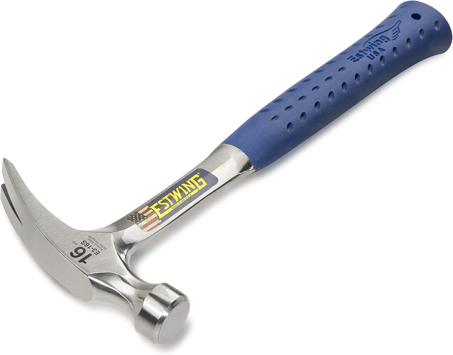 ESTWING Hammer - 16 oz Straight Rip Claw with Smooth Face & Shock Reduction Grip - E3-16S