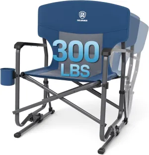 EVER ADVANCED Rocking Chair Outdoor, Quick Set Rocker Camping Chair for Adult, Foldable Rocker Chair Lightweight, Portable Folding Rocker Chair for Patio, Living Room, Balcony, Supports 300 LBS, Blue
