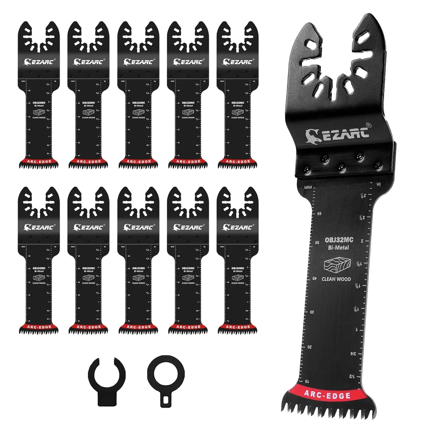 EZARC Bi-Metal Arc Edge Oscillating Tool Blade, 2-11/16" Extra-Long Japanese Teeth Oscillating Saw Blades for Clean Cuts in Hard Wood & Plastic, Universal Fit Multitool Blades, 10-Pack