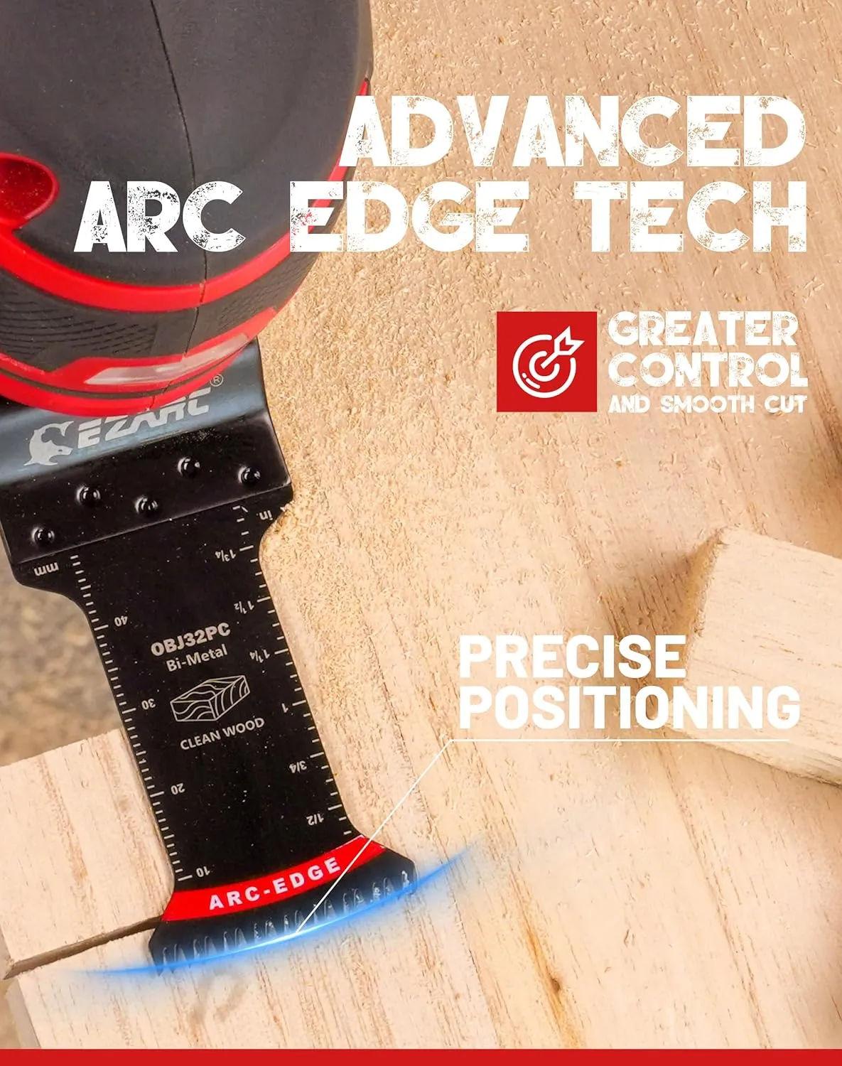 EZARC Bi-Metal Arc Edge Oscillating Tool Blade, 2-11/16" Extra-Long Japanese Teeth Oscillating Saw Blades for Clean Cuts in Hard Wood & Plastic, Universal Fit Multitool Blades, 10-Pack