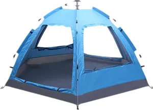 Family Camping Pop Up Tent, 3-4 Person Automatic Instant Tent with Shelter, Double Layers Waterproof, Windproof, Anti-UV with Carry Bag for Backpacker, Beach, Outdoor, Traveling, Hiking