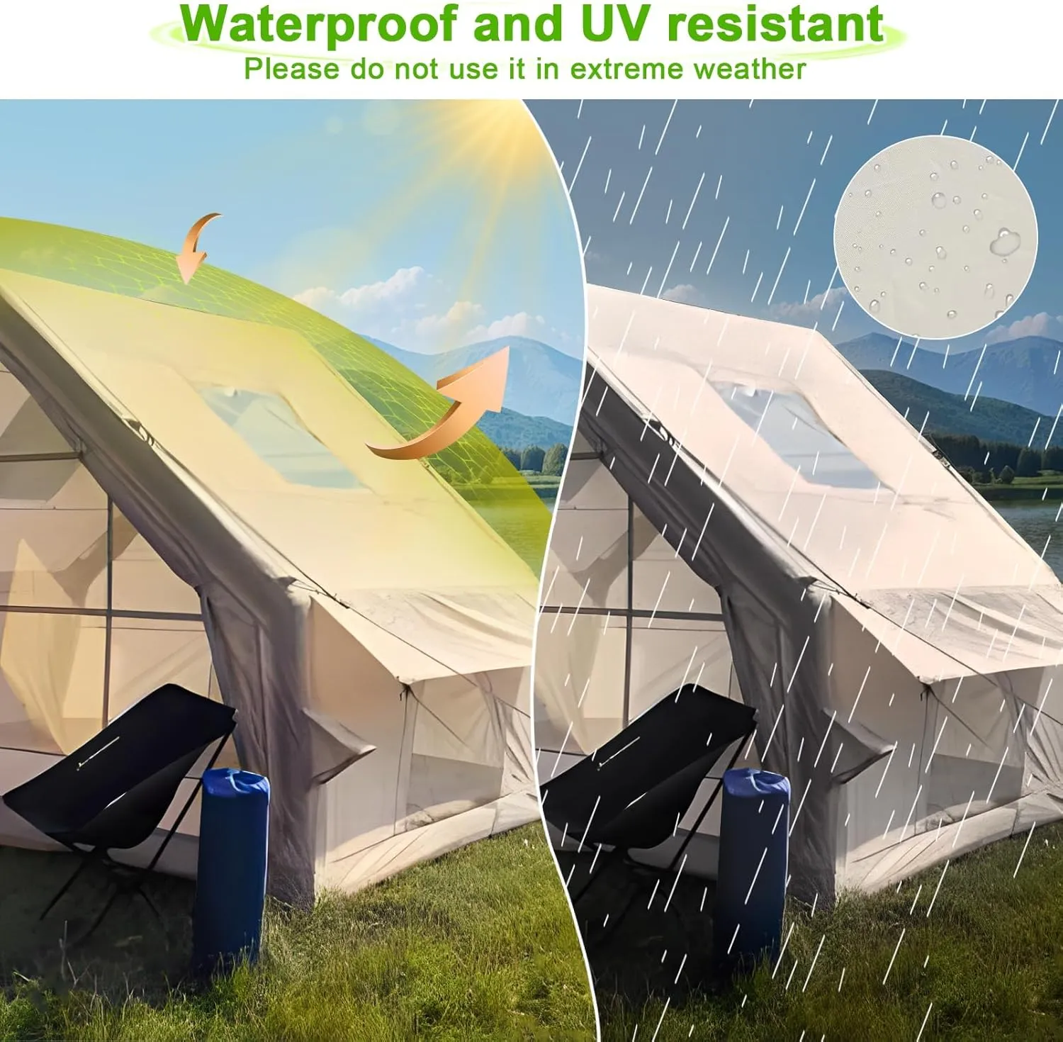 Family Camping Tent, 1-6 Person Inflatable Camping Tent, Easy to Install Waterproof and Windproof, with Open Windows, Spacious Inflatable Tent, 300x210x210cm