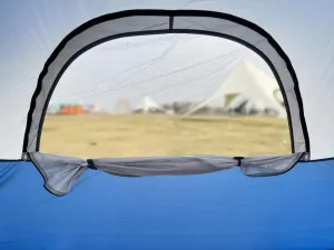 Family Camping Tent, 4 Person Blue & Gray Dome Tent, Easy Setup for Outdoor Trips, Picnics & Backyard Use