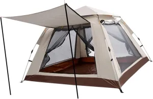 Family Camping Tent with Four Entrances, Quick Setup Travel Shelter