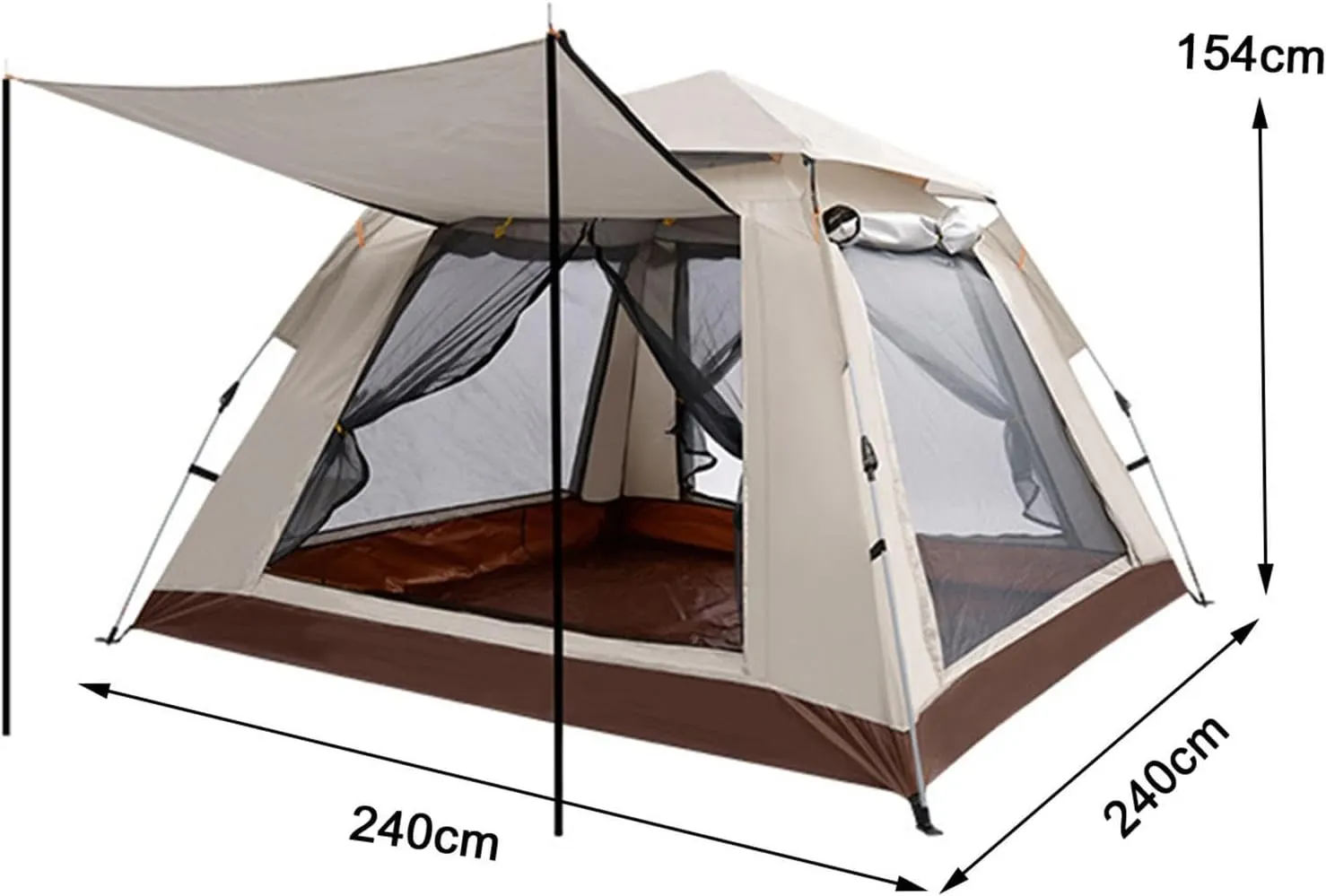 Family Camping Tent with Four Entrances, Quick Setup Travel Shelter