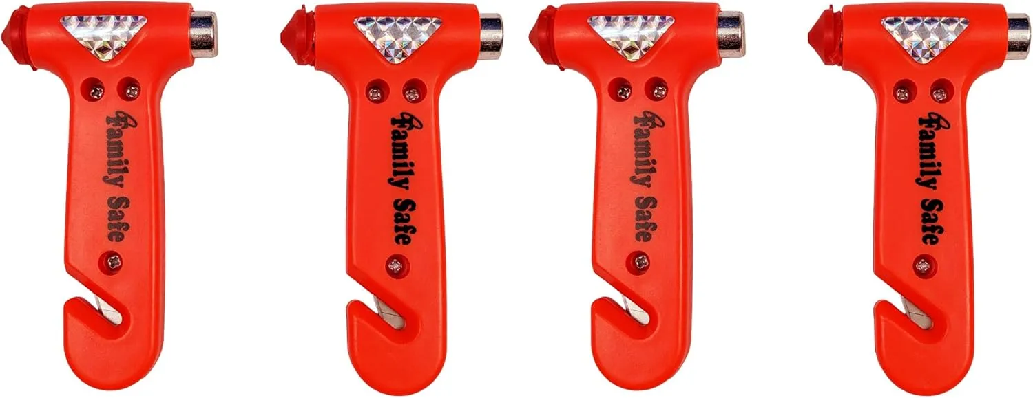 Family Safe 4 Pack Emergency Escape Tool - Seatbelt Cutter Window Breaker