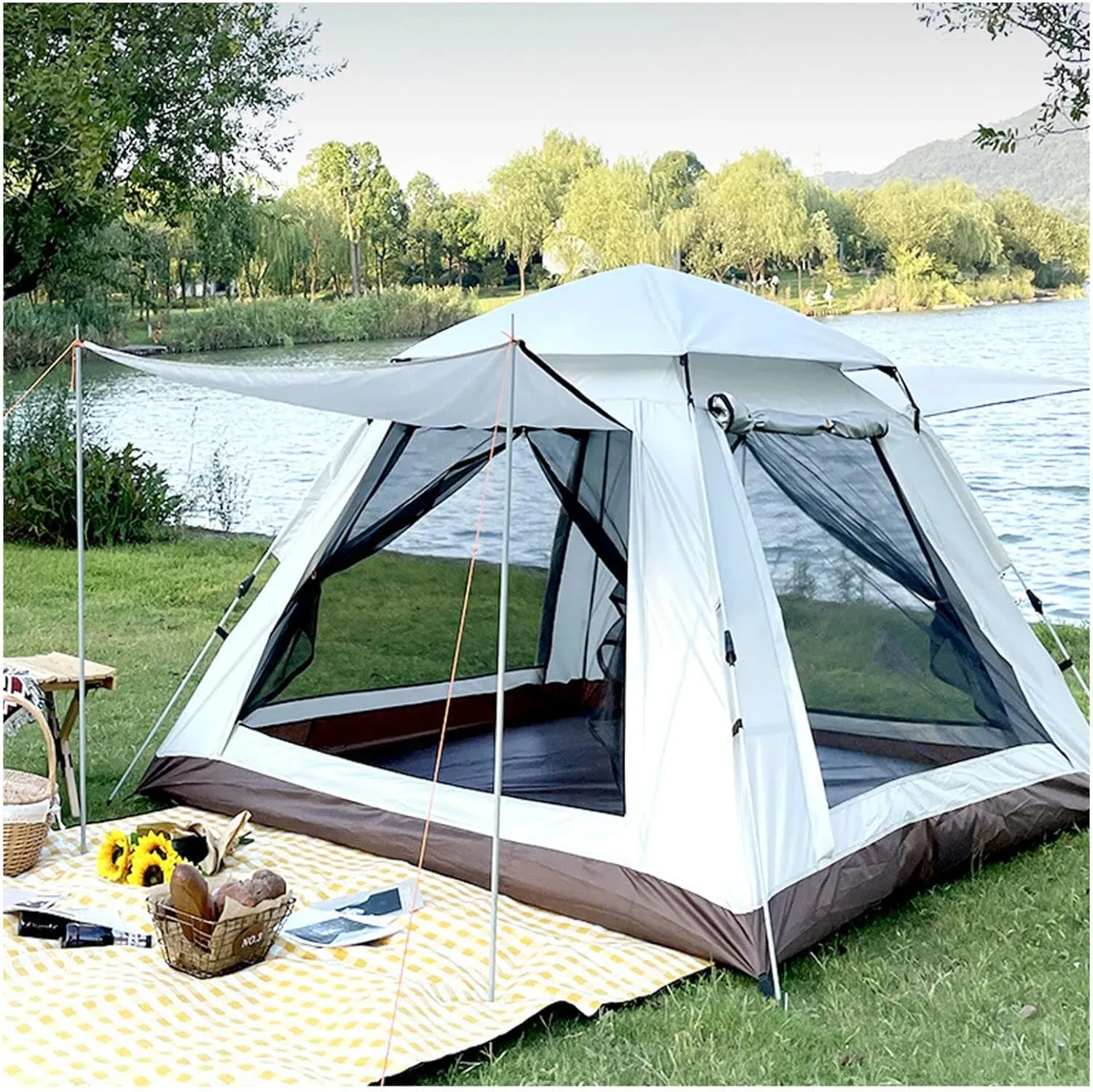 Family Tents for Camping 4 People Waterproof, Stand Up Tents for Adults Stable and Practical Large Tents for Camping for Family for Family,Outdoor,Hiking and Mountaineering