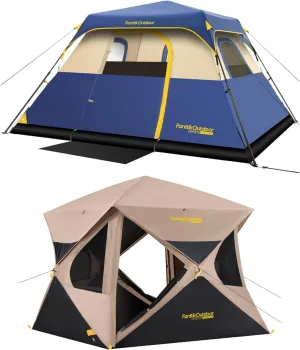 FanttikOutdoor Alpha C4 Ultra Camping Tent 4 Person Pop Up & Zeta C6 Pro Camping Tent